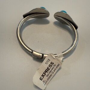 Express Silver Cuff Bracelet with Turquoise Accents